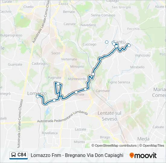 Percorso linea bus C84