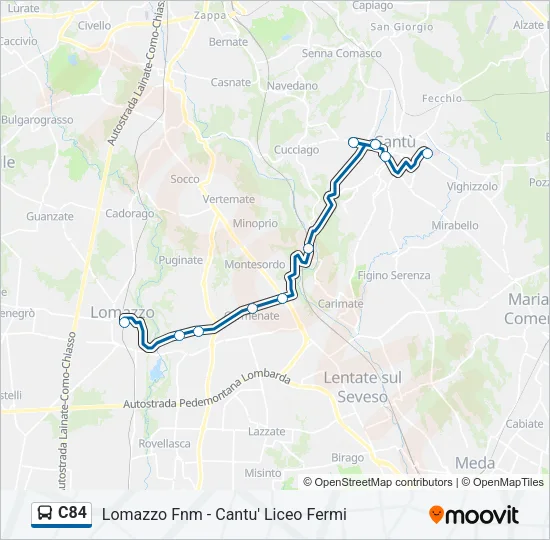 Percorso linea bus C84