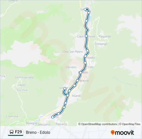 Percorso linea bus F29