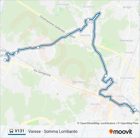 Percorso linea bus V131