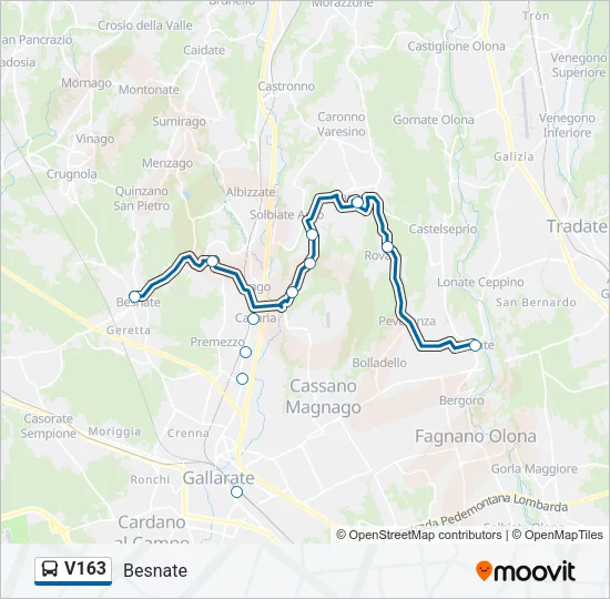V163 Bus Line Map