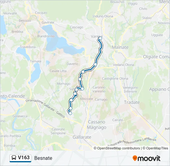 V163 Bus Line Map