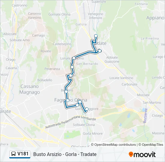 V181 Bus Line Map