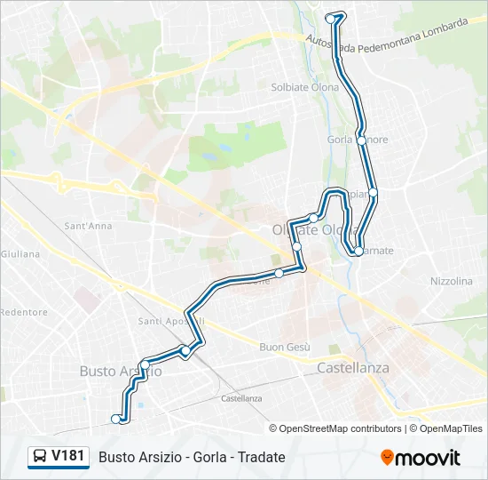 Percorso linea bus V181