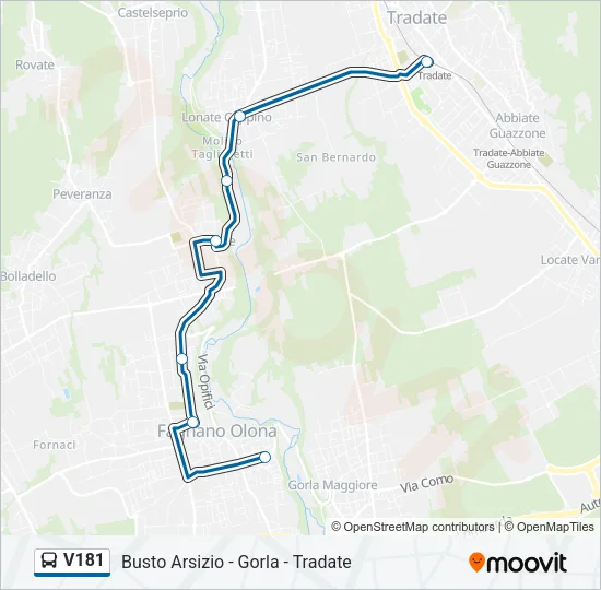 V181 Bus Line Map