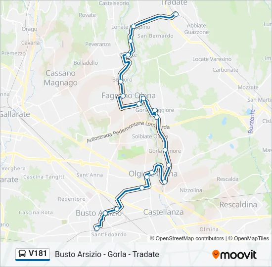 V181 Bus Line Map