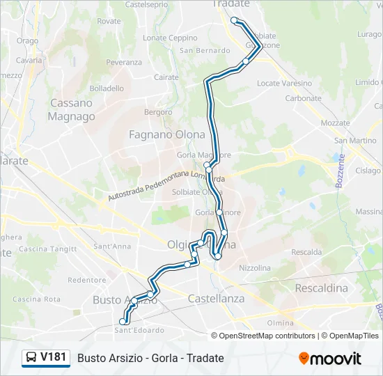 V181 Bus Line Map