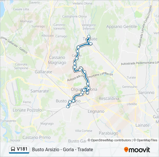 V181 Bus Line Map