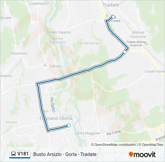 Percorso linea bus V181