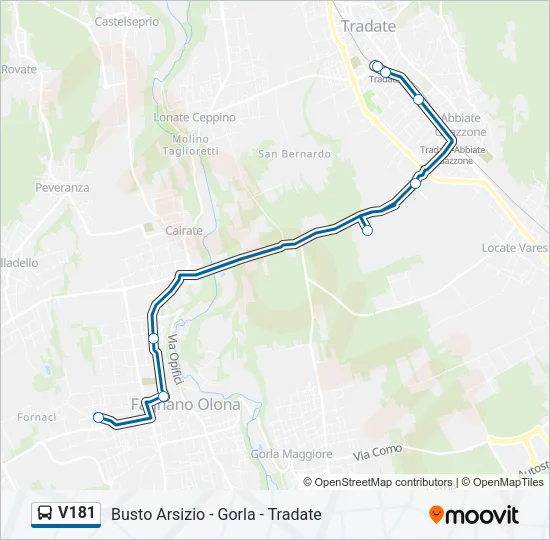 V181 Bus Line Map