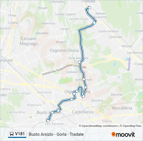 V181 Bus Line Map