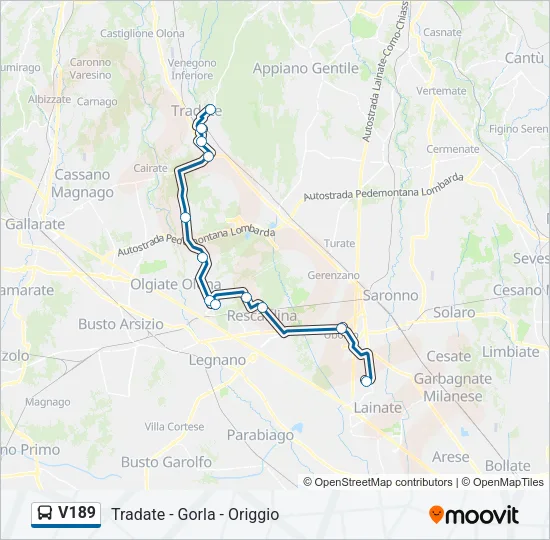 V189 Bus Line Map