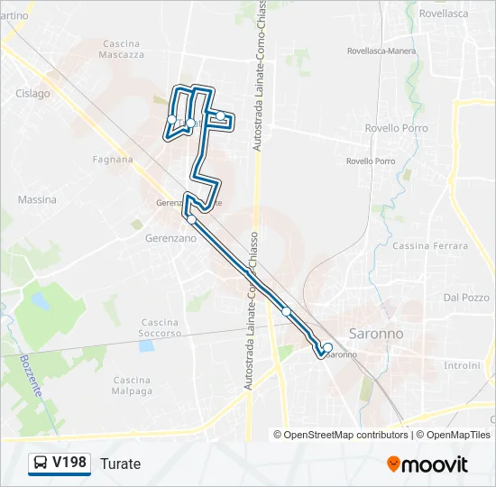 V198 Bus Line Map