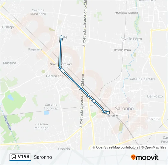 V198 Bus Line Map