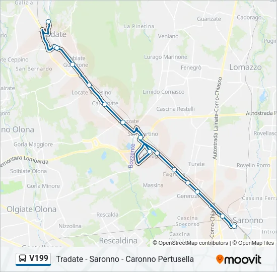 V199 Bus Line Map