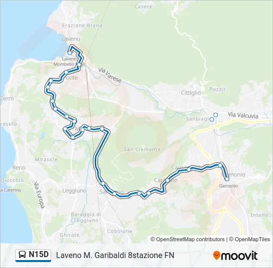 N15D Bus Line Map