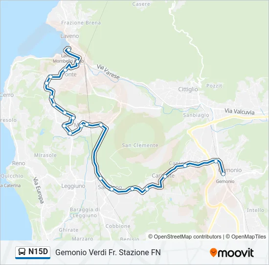 N15D Bus Line Map