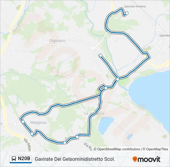 Percorso linea bus N20B
