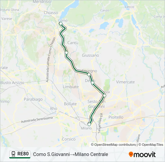 RE80 Train Line Map