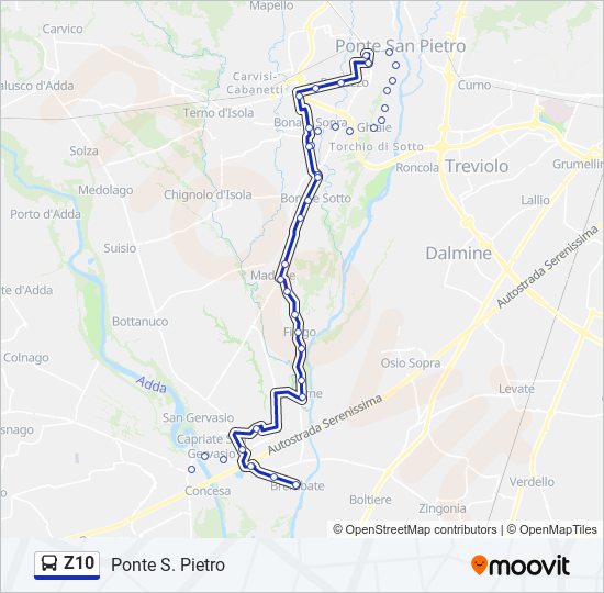 Percorso linea bus Z10