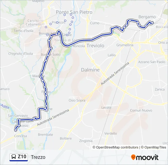 Percorso linea bus Z10