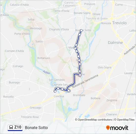 Percorso linea bus Z10