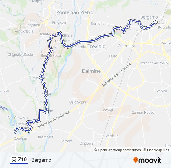 Percorso linea bus Z10