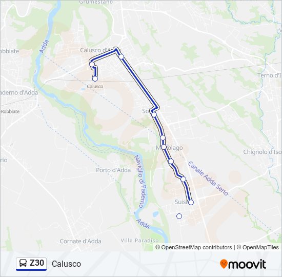 Percorso linea bus Z30