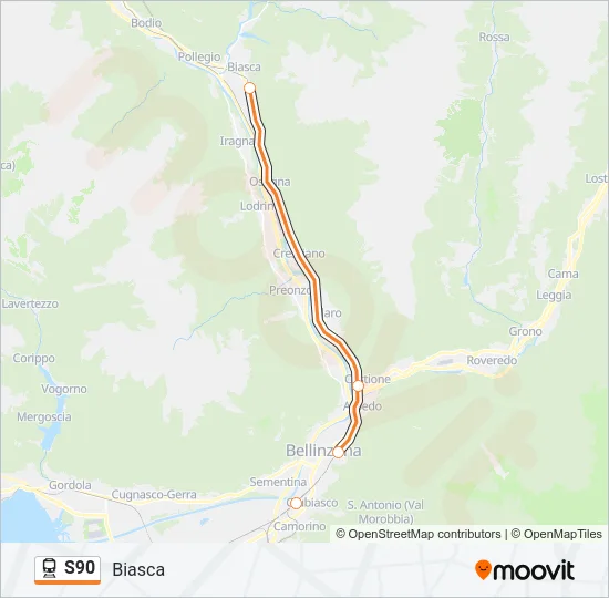 Percorso linea treno S90