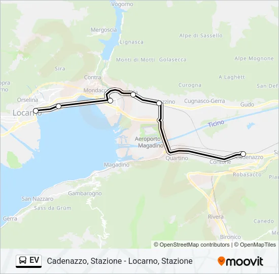 Percorso linea bus EV