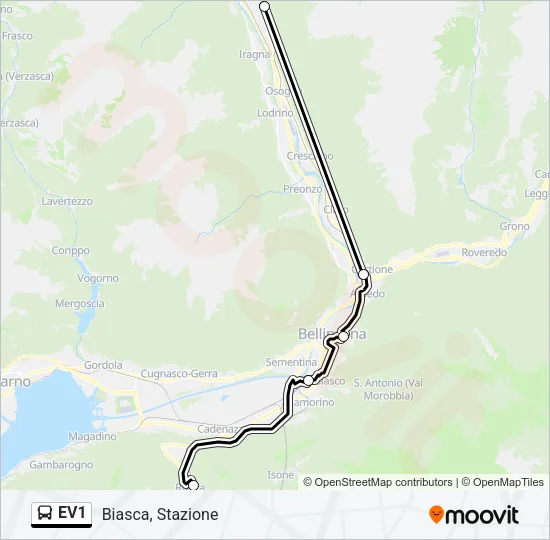 Percorso linea bus EV1