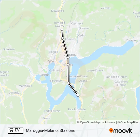 EV1 Bus Line Map