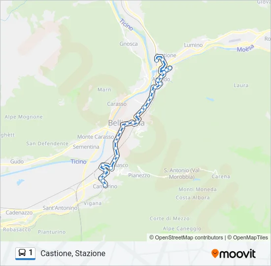 Percorso linea bus 1