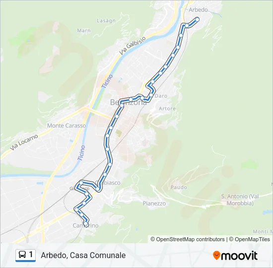 1 Bus Line Map