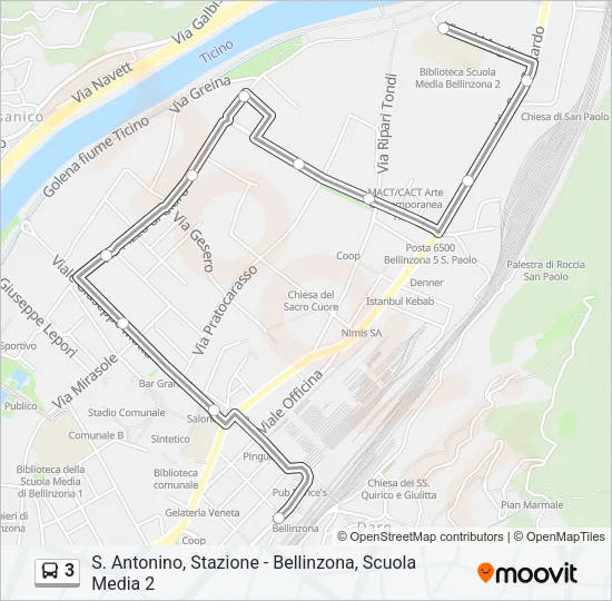 3 Bus Line Map