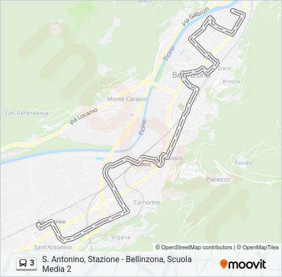 3 Bus Line Map