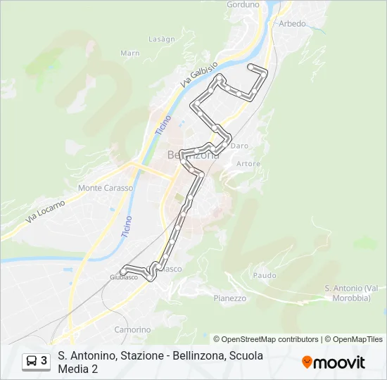 3 Bus Line Map