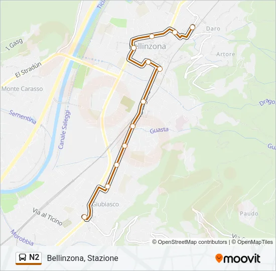 N2 Bus Line Map