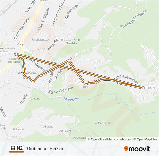 N2 Bus Line Map