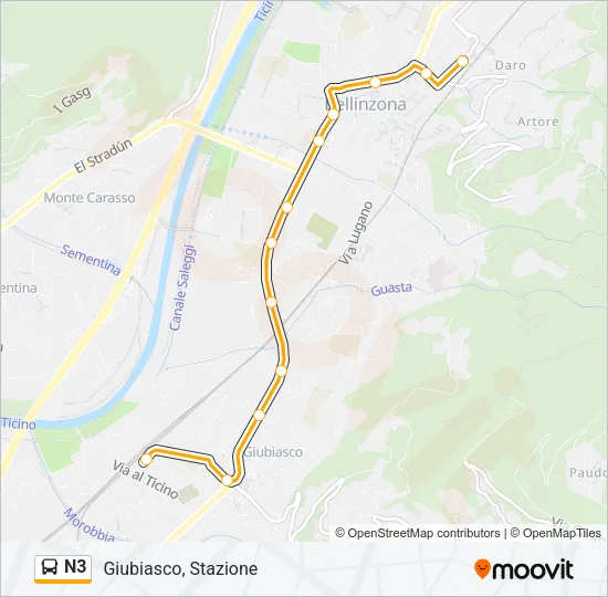 N3 Bus Line Map