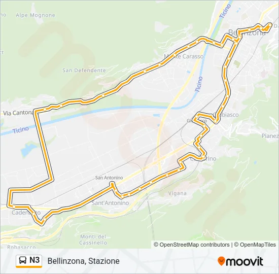 N3 Bus Line Map