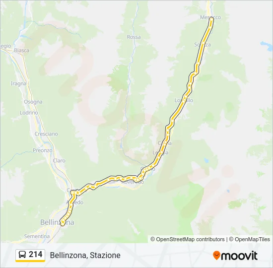 Percorso linea bus 214