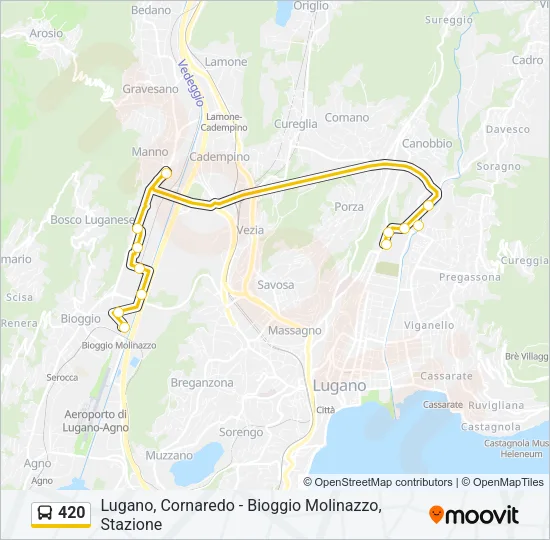 Percorso linea bus 420
