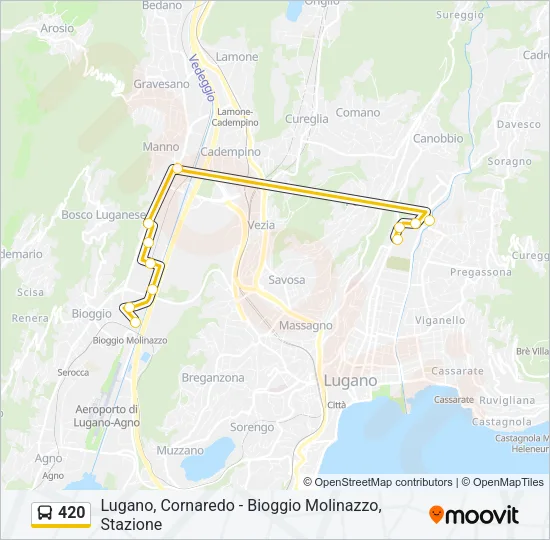 Percorso linea bus 420