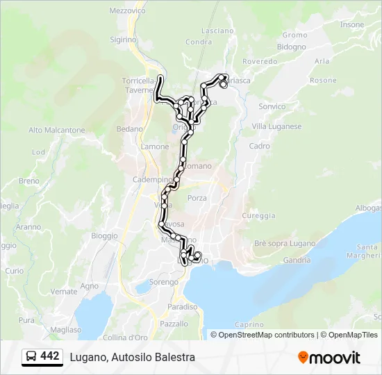Linea 442: orari, fermate e mappe - Lugano, Autosilo Balestra (Aggiornato)