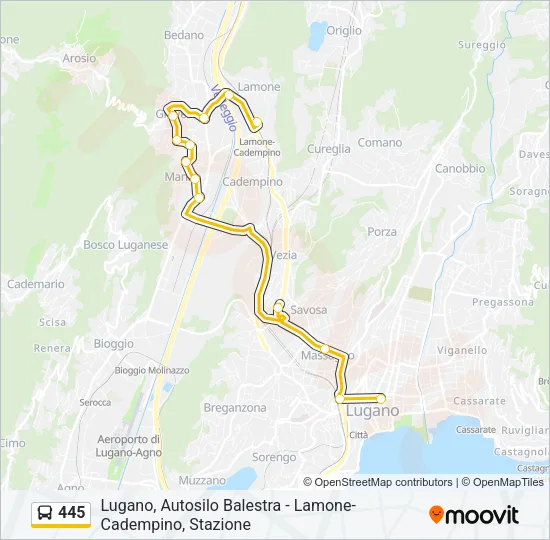 445 Bus Line Map