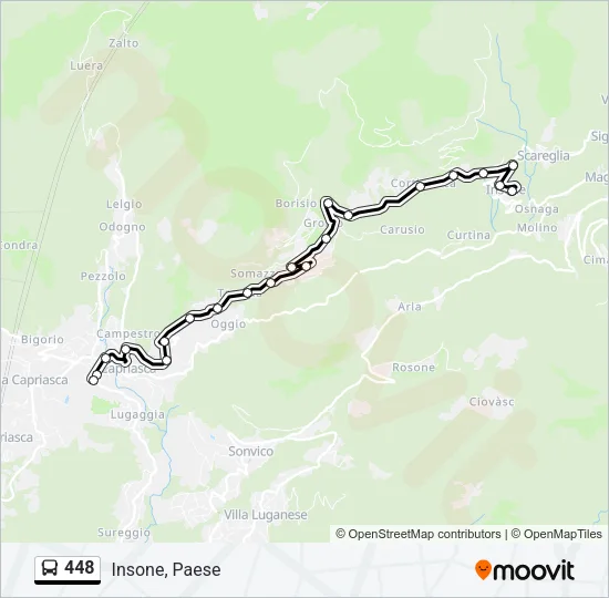 Percorso linea bus 448