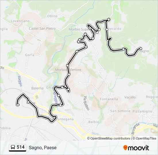 514 Bus Line Map