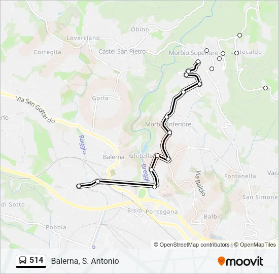 Percorso linea bus 514