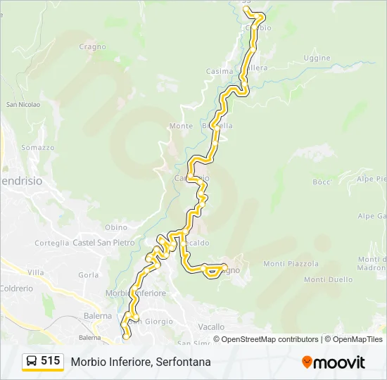 Percorso linea bus 515